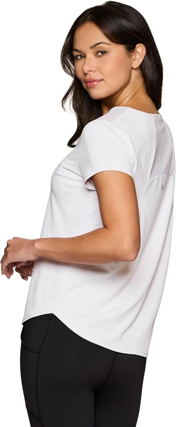 RBX Active Women's Workout Top with Mesh Panels, Breathable Quick Drying Gym Running T-Shirt, with Plus Sizes