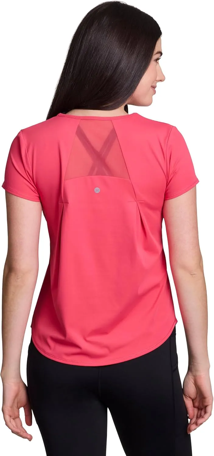 RBX Active Women's Workout Top with Mesh Panels, Breathable Quick Drying Gym Running T-Shirt, with Plus Sizes