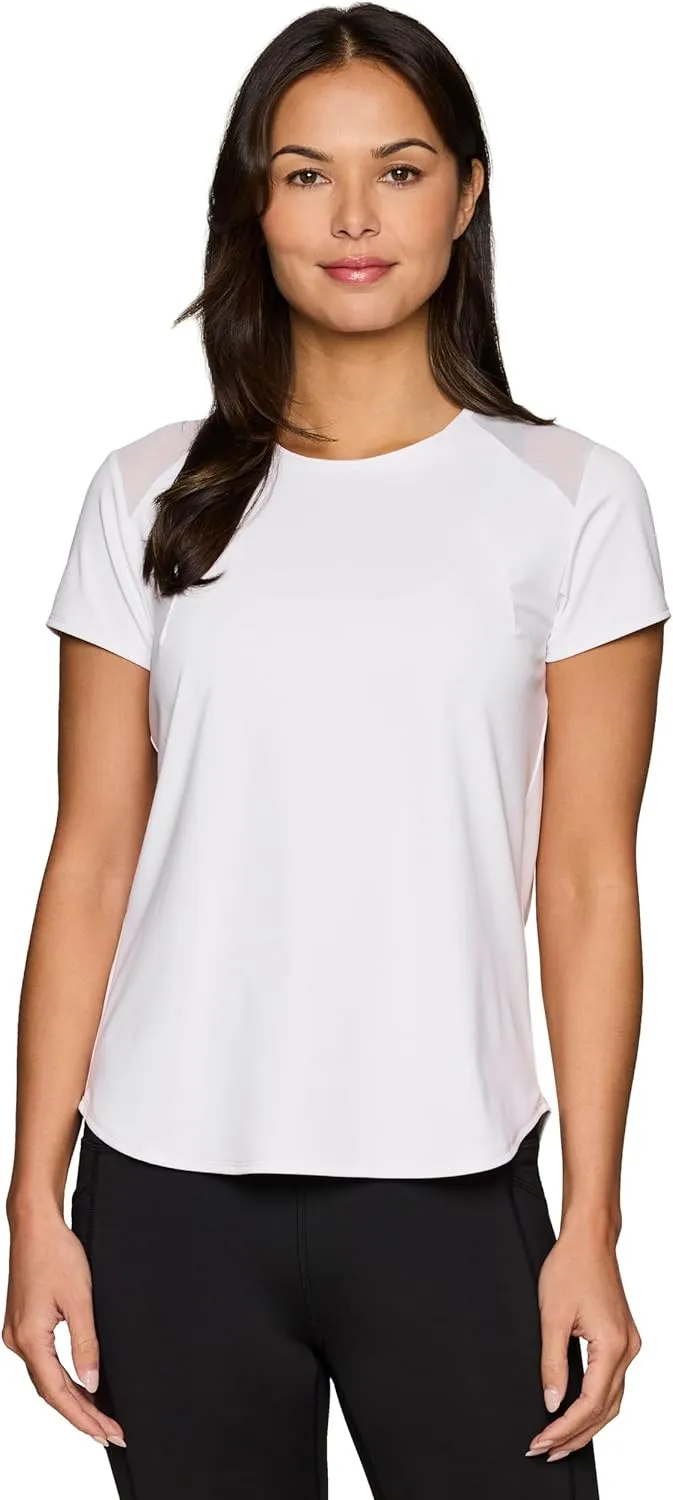 RBX Active Women's Workout Top with Mesh Panels, Breathable Quick Drying Gym Running T-Shirt, with Plus Sizes