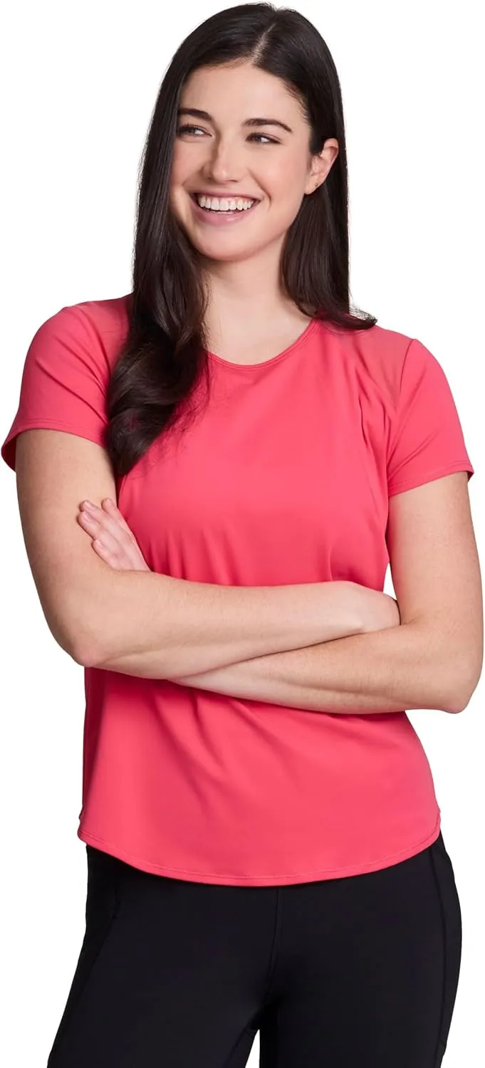 RBX Active Women's Workout Top with Mesh Panels, Breathable Quick Drying Gym Running T-Shirt, with Plus Sizes