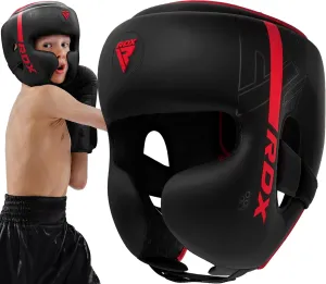RDX Kids Boxing Headgear, MMA Training, Adjustable Padded Kara Muay Thai Juniors Head Gear, Kickboxing, Sparring, Martial Arts, Karate, Taekwondo Youth Girls Boys Helmet, Home Gym Workouts