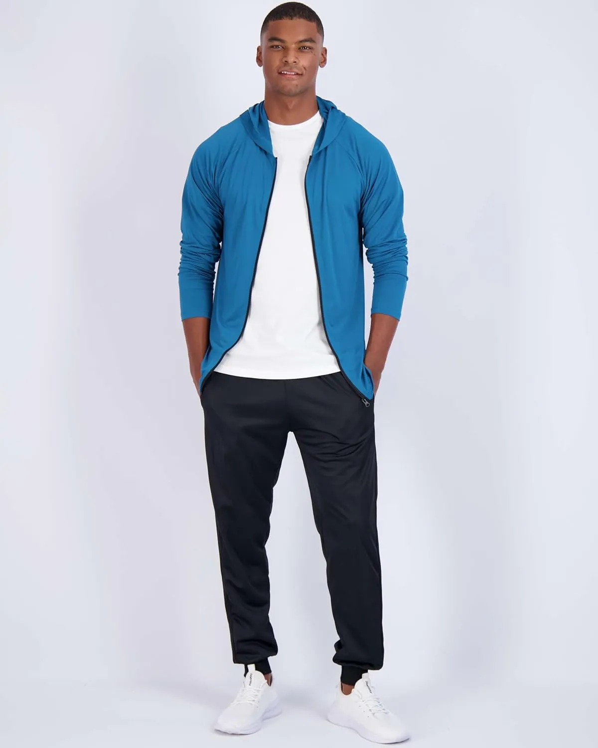 Real Essentials 3 Pack: Mens Dry-Fit Long Sleeve Full Zip Hoodie & Jacket- Athletic Running Jacket (Available in Big & Tall)