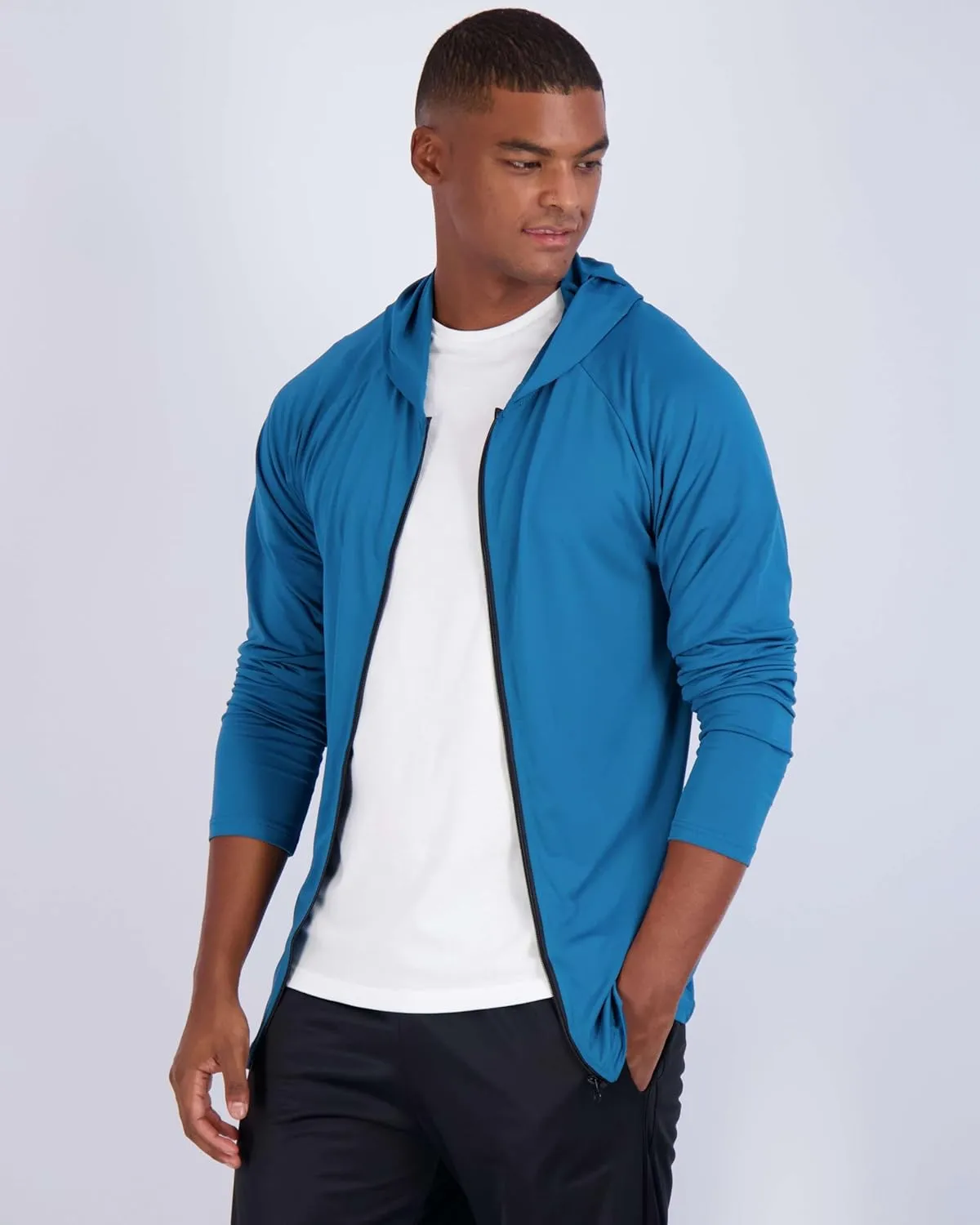 Real Essentials 3 Pack: Mens Dry-Fit Long Sleeve Full Zip Hoodie & Jacket- Athletic Running Jacket (Available in Big & Tall)