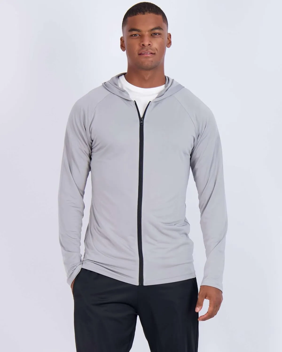 Real Essentials 3 Pack: Mens Dry-Fit Long Sleeve Full Zip Hoodie & Jacket- Athletic Running Jacket (Available in Big & Tall)