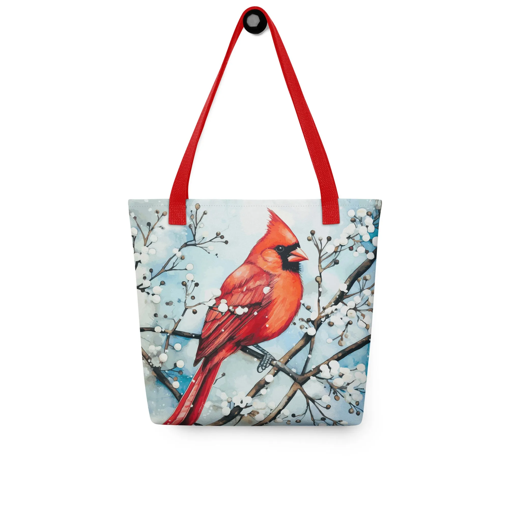 Red Bird in the Snow Tote Bag