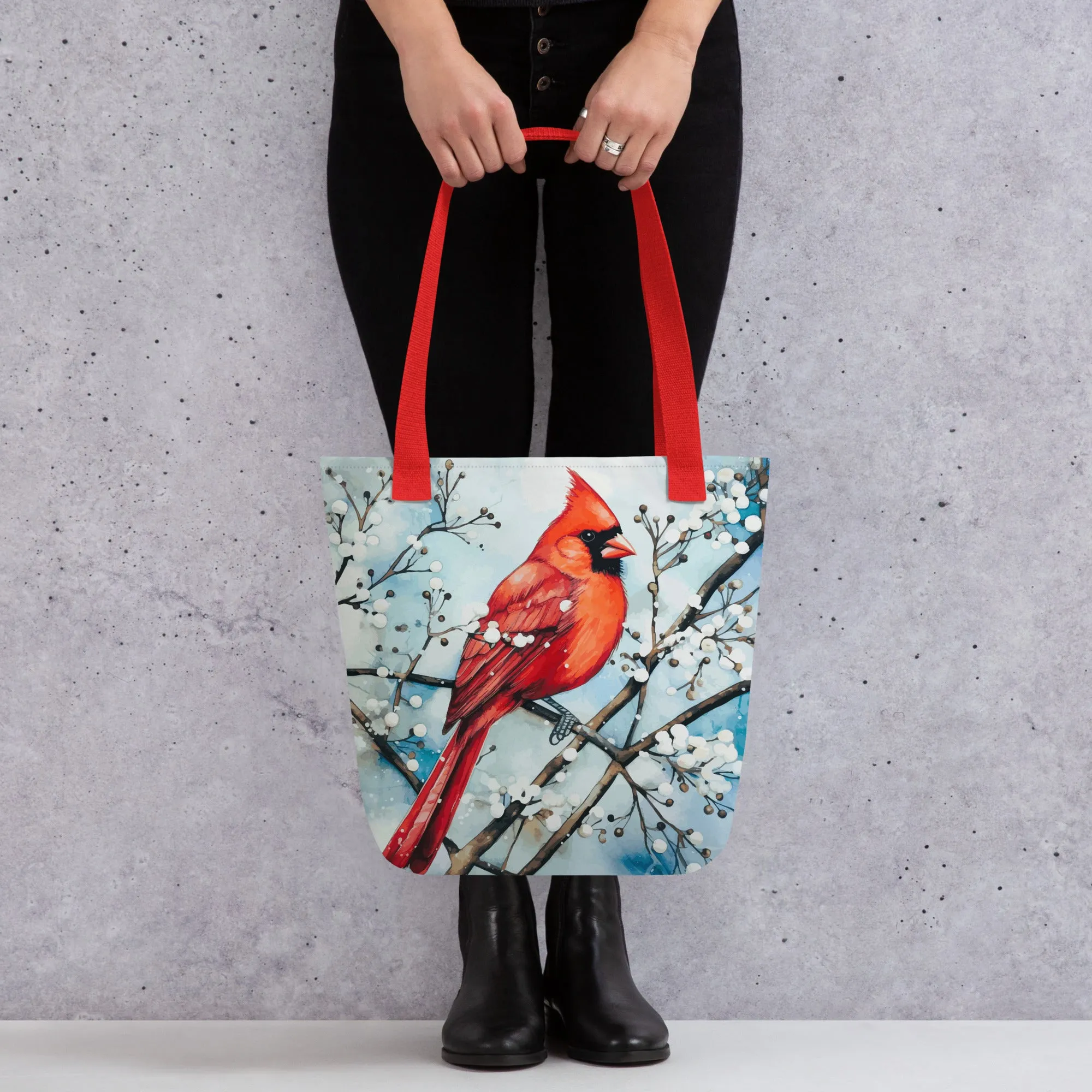 Red Bird in the Snow Tote Bag