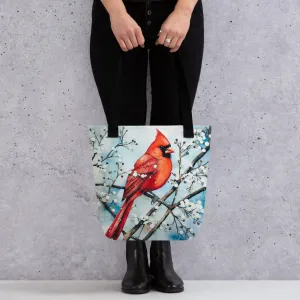Red Bird in the Snow Tote Bag