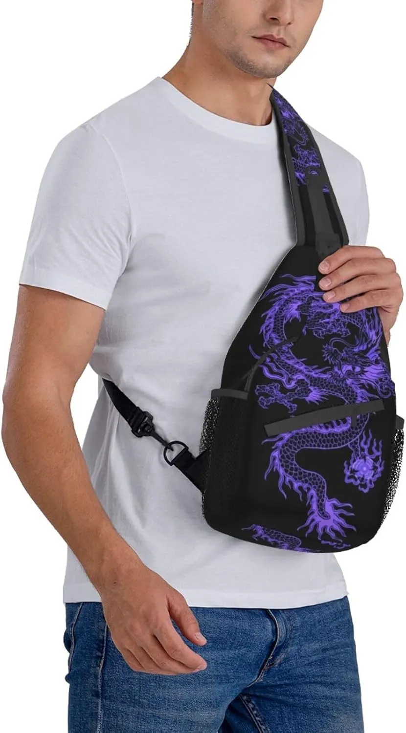 Red Dragon Casual Daypack Bag Dragon Shoulder Bag Chest Bags Crossbody Bag Animal Sling Backpack