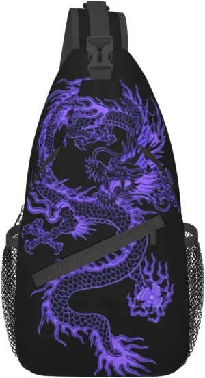 Red Dragon Casual Daypack Bag Dragon Shoulder Bag Chest Bags Crossbody Bag Animal Sling Backpack