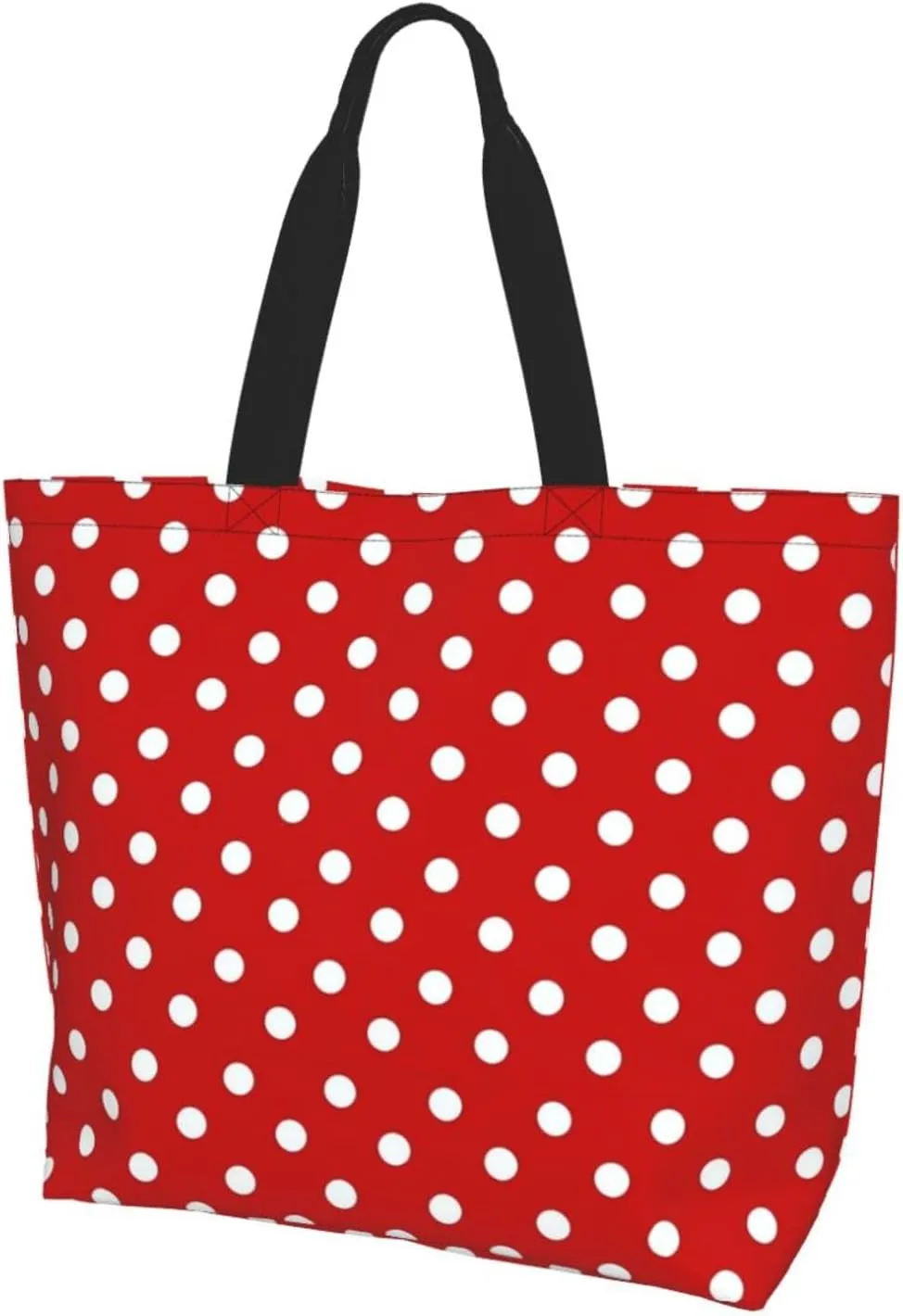 Red Polka Dots Tote Bag Large Shopping Beach Totes Bags Reusable Grocery Bag for Women Men
