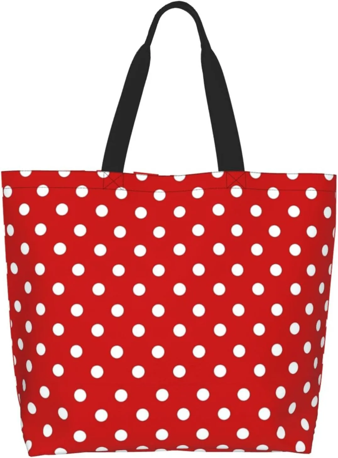 Red Polka Dots Tote Bag Large Shopping Beach Totes Bags Reusable Grocery Bag for Women Men