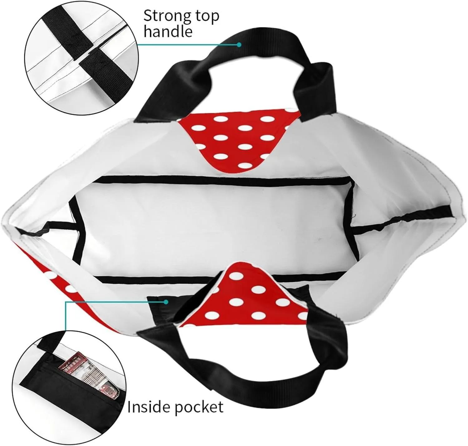 Red Polka Dots Tote Bag Large Shopping Beach Totes Bags Reusable Grocery Bag for Women Men