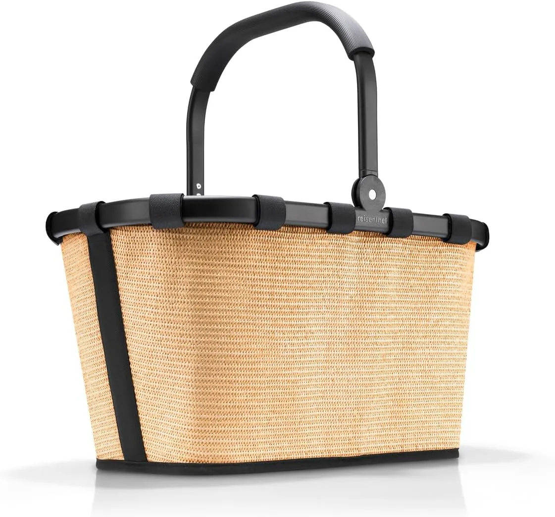 reisenthel Carrybag Frame Raffia Black - Sturdy Shopping Basket with Lots of Storage Space and Practical Inner Pocket - Elegant and Water-Repellent Design