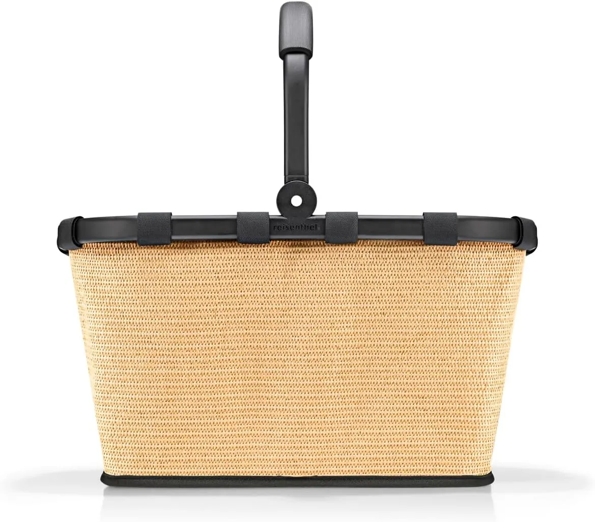 reisenthel Carrybag Frame Raffia Black - Sturdy Shopping Basket with Lots of Storage Space and Practical Inner Pocket - Elegant and Water-Repellent Design
