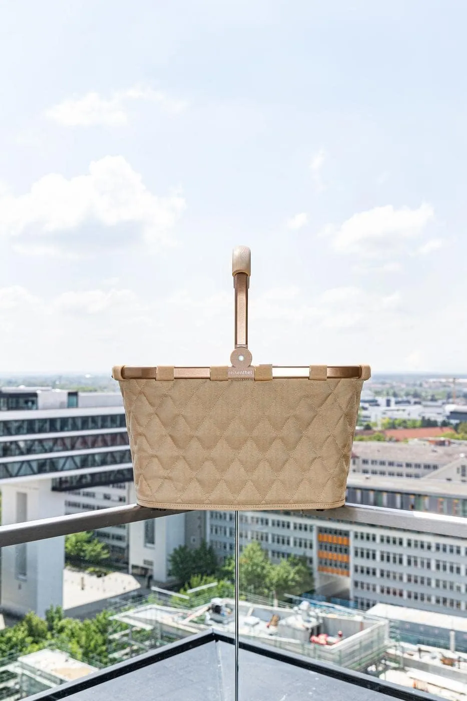 reisenthel Carrybag Frame Rhombus Ginger - Sturdy Shopping Basket with Lots of Storage Space and Practical Inner Pocket - Elegant and Water-Repellent Design