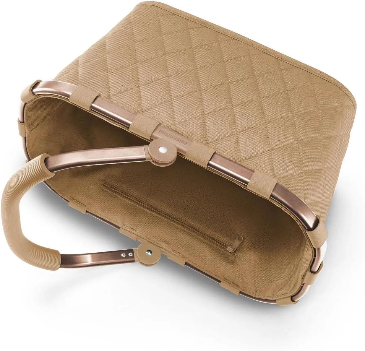 reisenthel Carrybag Frame Rhombus Ginger - Sturdy Shopping Basket with Lots of Storage Space and Practical Inner Pocket - Elegant and Water-Repellent Design