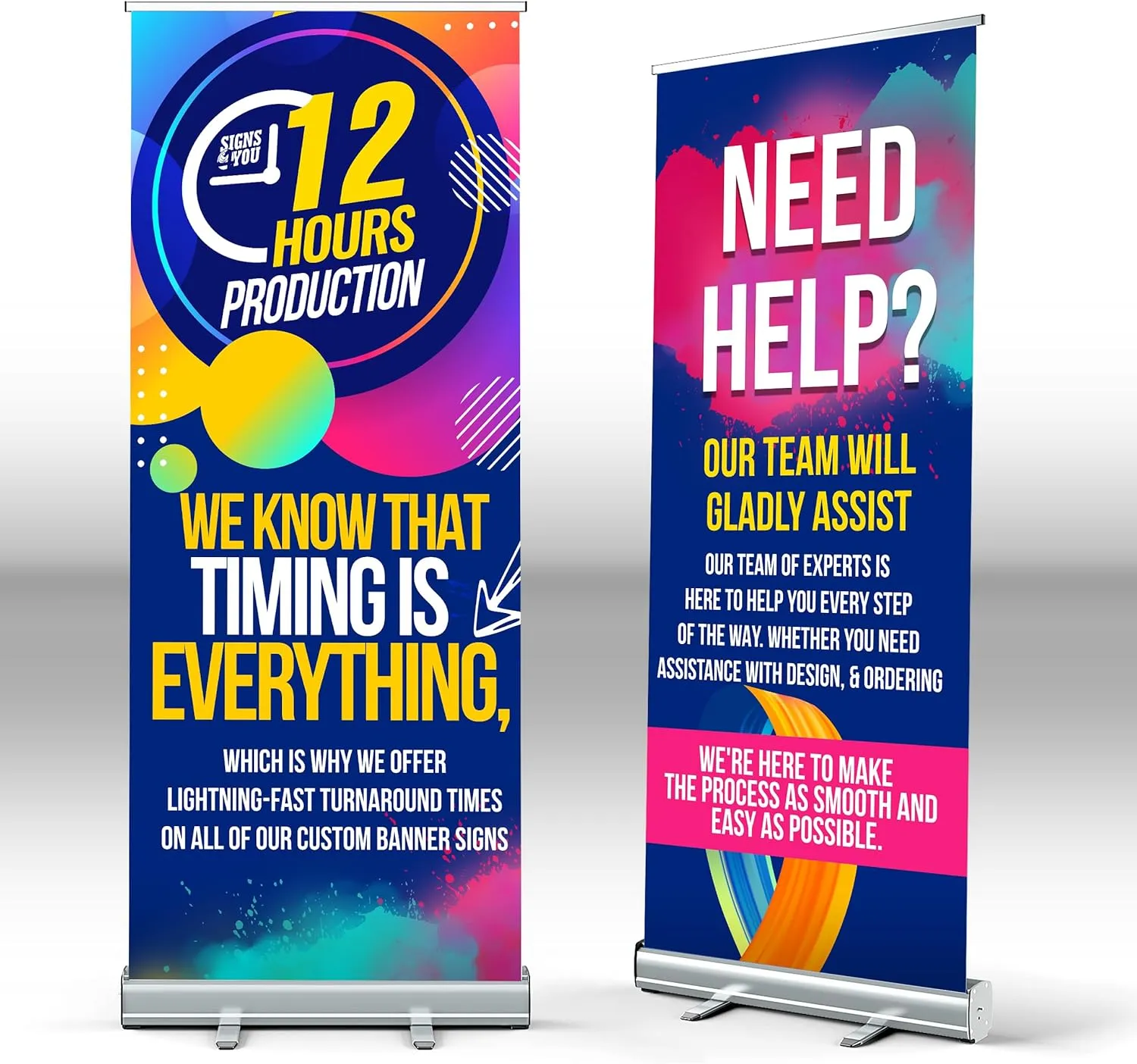 Retractable Banner Stand, 33x81" READY IN 24HRS Portable Personalized Custom Banners and Signs for Business, Customize Banner with travel case for advertising and promotion, Banner Stands for
