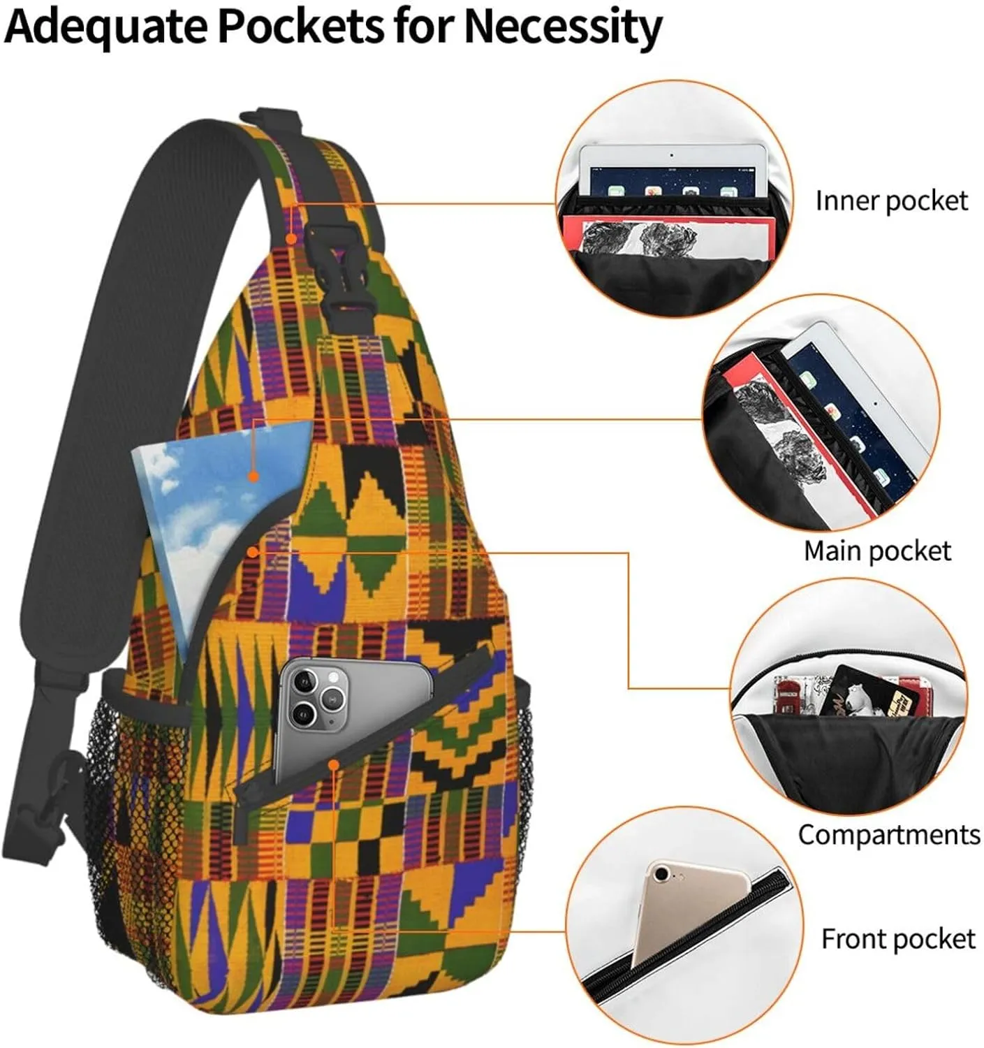 Retro African Tribe Sling Backpack African Multipurpose Crossbody Chest Bag Shoulder Bag Travel Hiking Daypack Bag