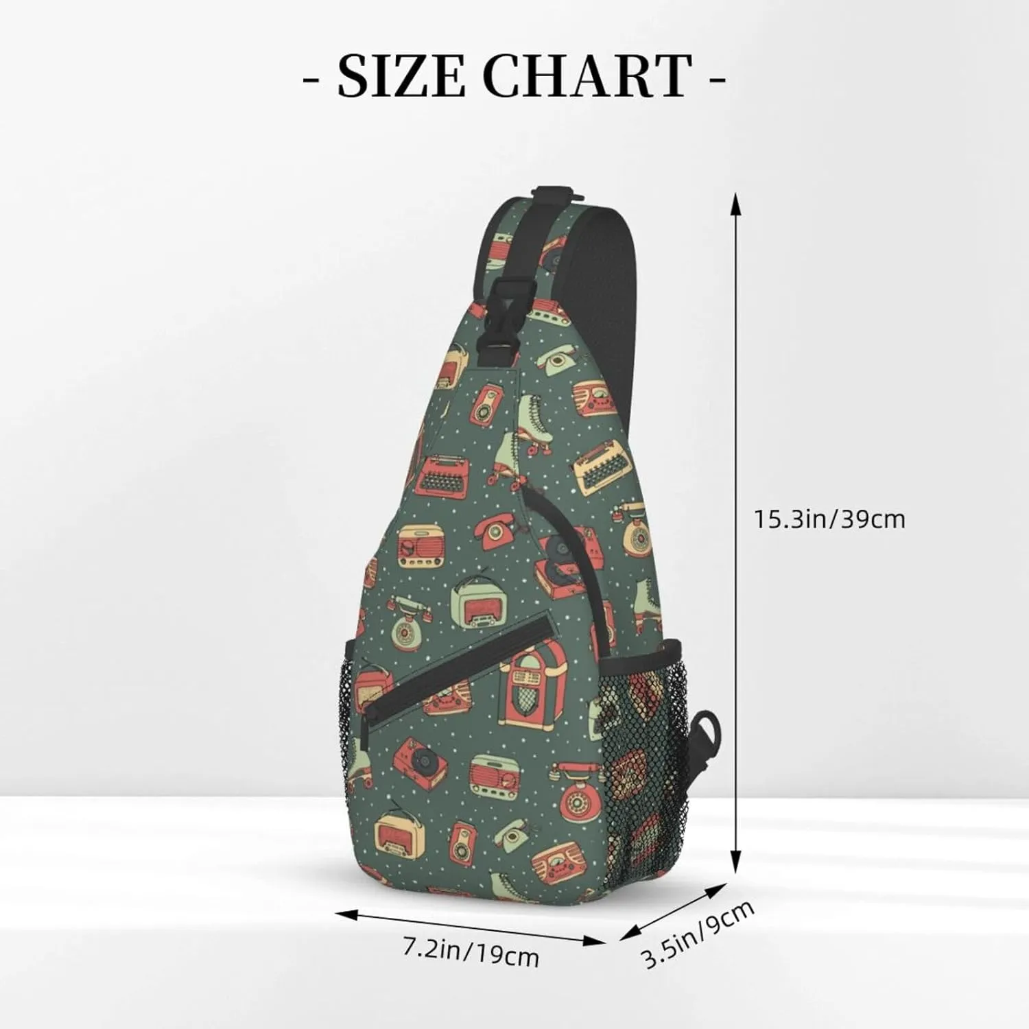 Retro Cassettes Crossbody Bag Recorder Shoulder Bag Backpack Retro Sling Bag Chest Casual Daypack Outdoor