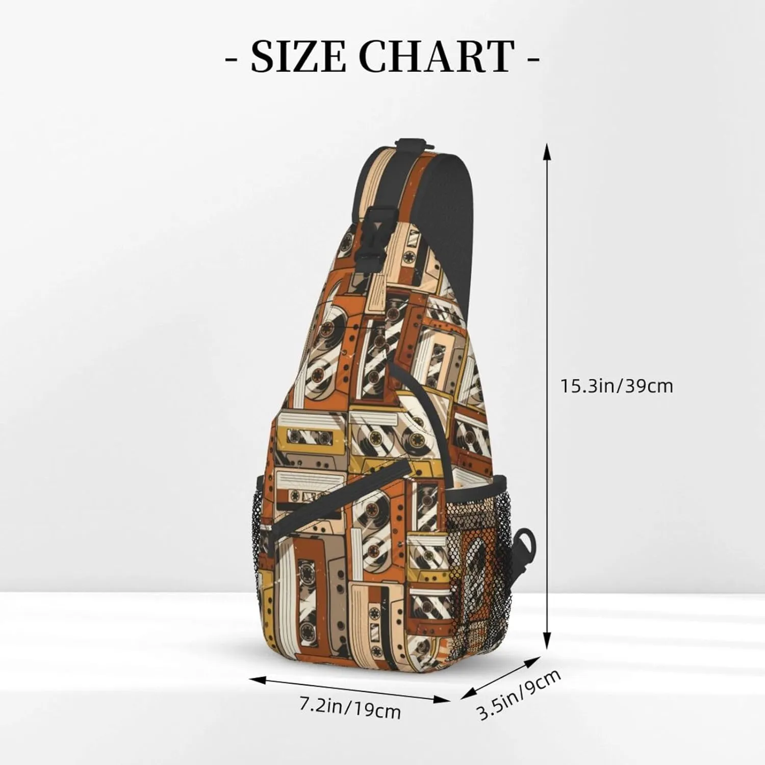 Retro Cassettes Crossbody Bag Recorder Shoulder Bag Backpack Retro Sling Bag Chest Casual Daypack Outdoor