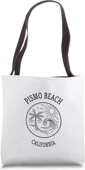 Retro Cool Pismo Beach CA Fun Scenic Beach Wave Novelty Art Tote Bag