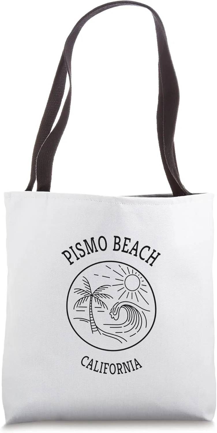 Retro Cool Pismo Beach CA Fun Scenic Beach Wave Novelty Art Tote Bag