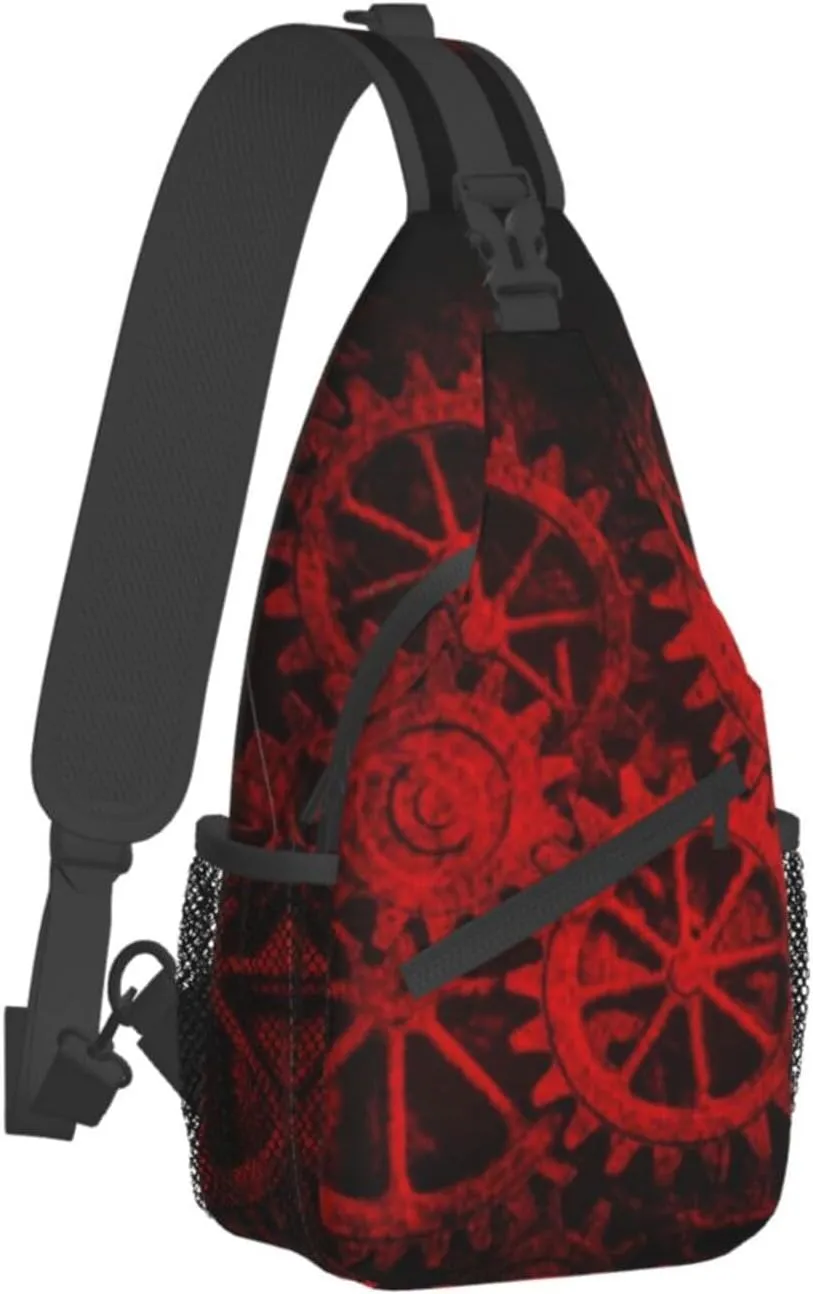 Retro Steampunk Crossbody Bag Clocks Shoulder Bag Backpack Steampunk Sling Bag Chest Casual Daypack