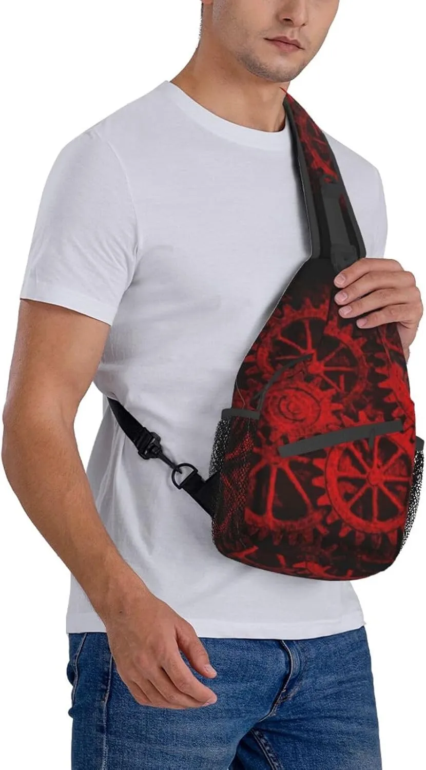 Retro Steampunk Crossbody Bag Clocks Shoulder Bag Backpack Steampunk Sling Bag Chest Casual Daypack