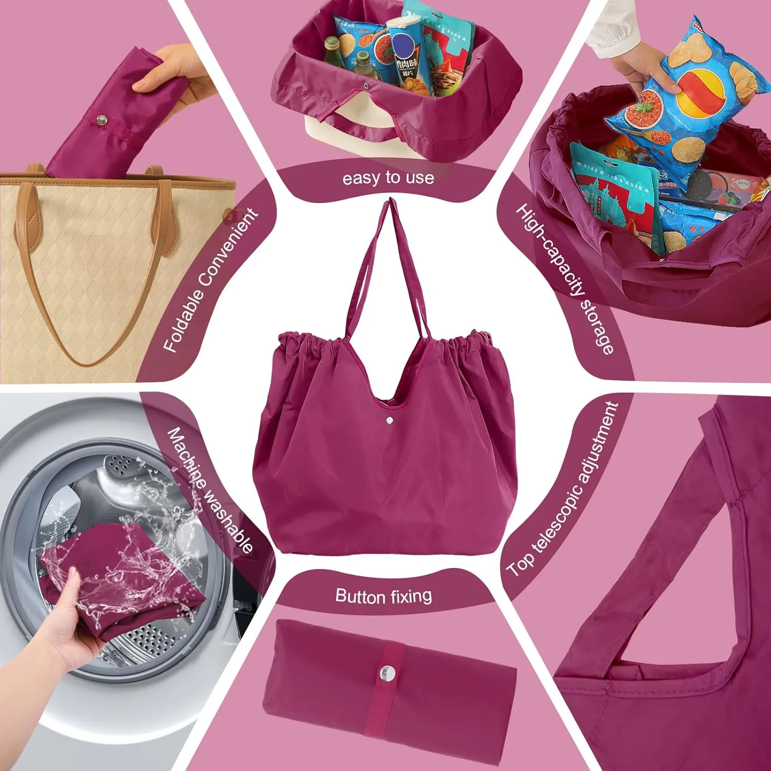 Reusable Grocery Bags,Reusable Shopping Bags,Folding Bags Totes,Stretchable and shrinkable shopping bag for Groceries