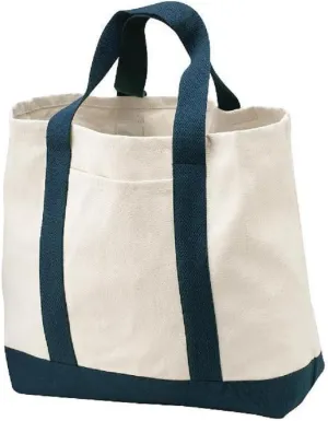 Reusable Grocery Tote Bags with Front Pocket Heavy Duty Canvas Shopping Totes for Beach, Travel, Picnics by TBF Bags (Navy)