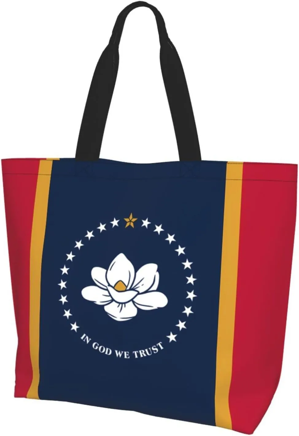 Reusable One Shoulder Shopping Bag, Mississippi State Flag Women One Shoulder Casual Tote Bag, Multipurpose Large Shopping Bag
