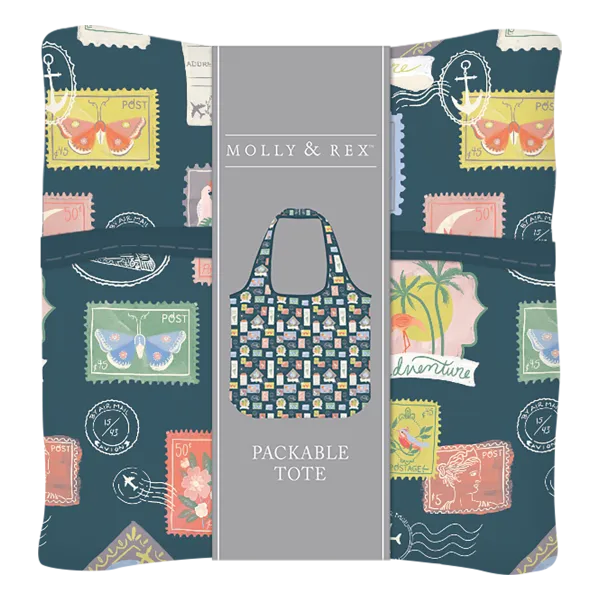 Reusable Tote Bag: Travel Stamps