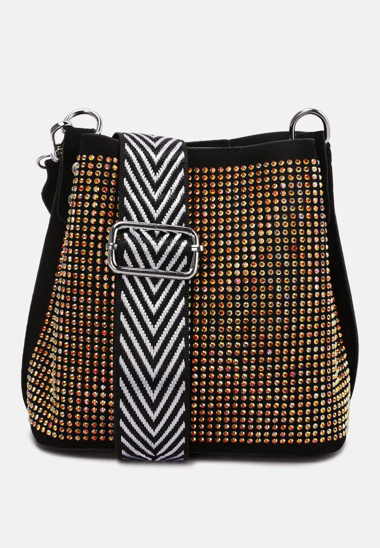 Rhinestone Embellished Crossbody Sling Bag