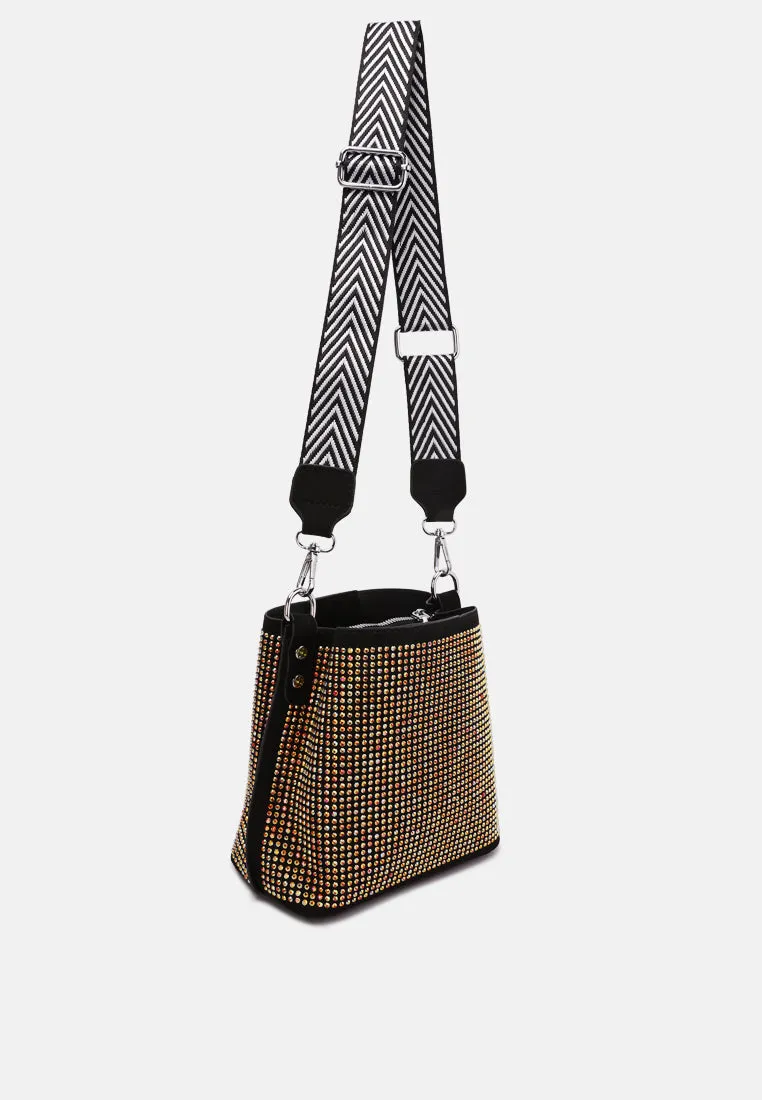 Rhinestone Embellished Crossbody Sling Bag