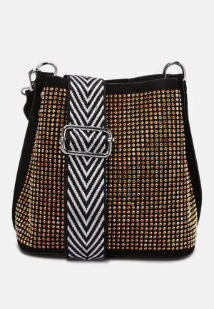 Rhinestone Embellished Crossbody Sling Bag