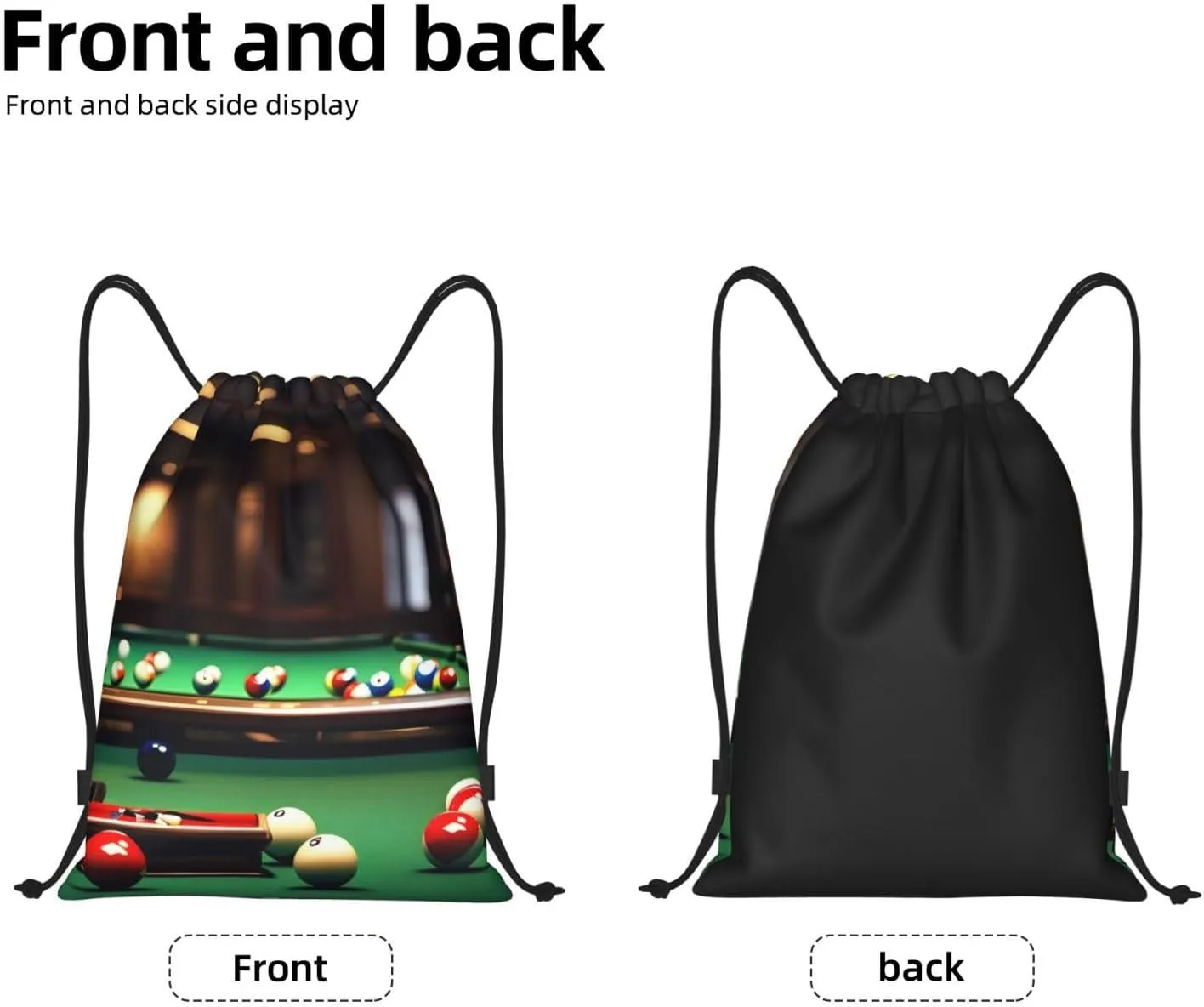 Rich&Rabbit Billiard Print Drawstring Bag Men Women Gym Sport Beach Backpack Traveling Sackpack Shopping String Bag