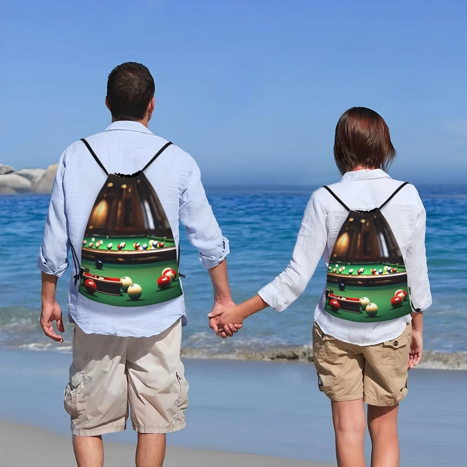 Rich&Rabbit Billiard Print Drawstring Bag Men Women Gym Sport Beach Backpack Traveling Sackpack Shopping String Bag
