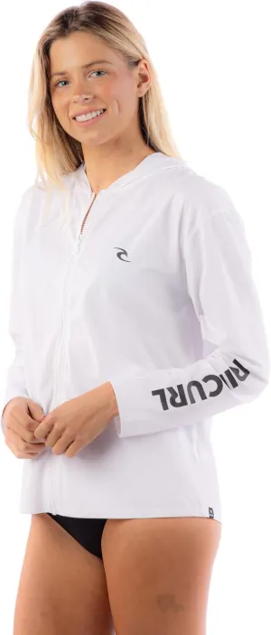 Rip Curl Women's Long Sleeve Zip-up, Hooded Rashguard with UPF 50  Sun Protection-Quick Dry, Moisture-Wicking Swim Shirt