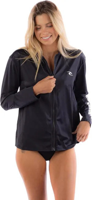 Rip Curl Women's Long Sleeve Zip-up, Hooded Rashguard with UPF 50  Sun Protection-Quick Dry, Moisture-Wicking Swim Shirt