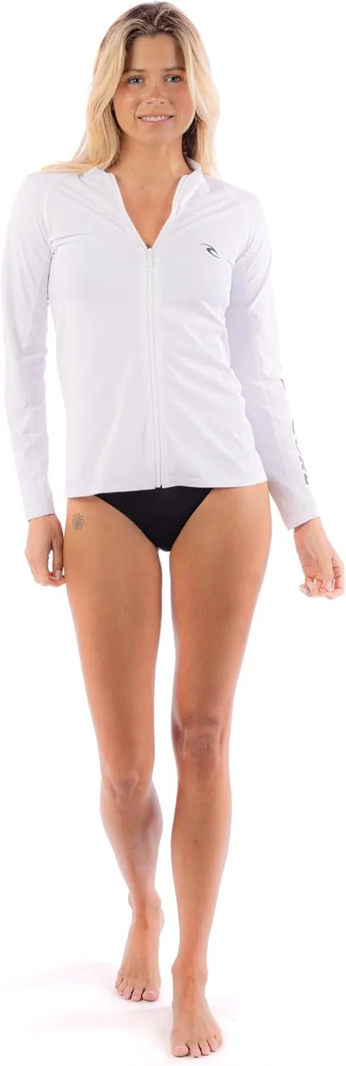 Rip Curl Women's Long Sleeve Zip-up Rashguard with UPF 50  Sun Protection-Quick Dry, Moisture-Wicking Swim Shirt