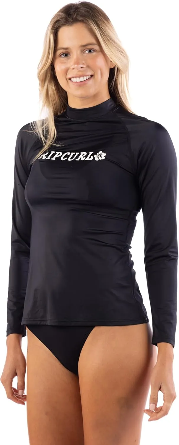 Rip Curl Women's UPF 50  Sun Protection, Long Sleeve Rashguard-Quick Dry, Moisture Wicking Swim Shirt