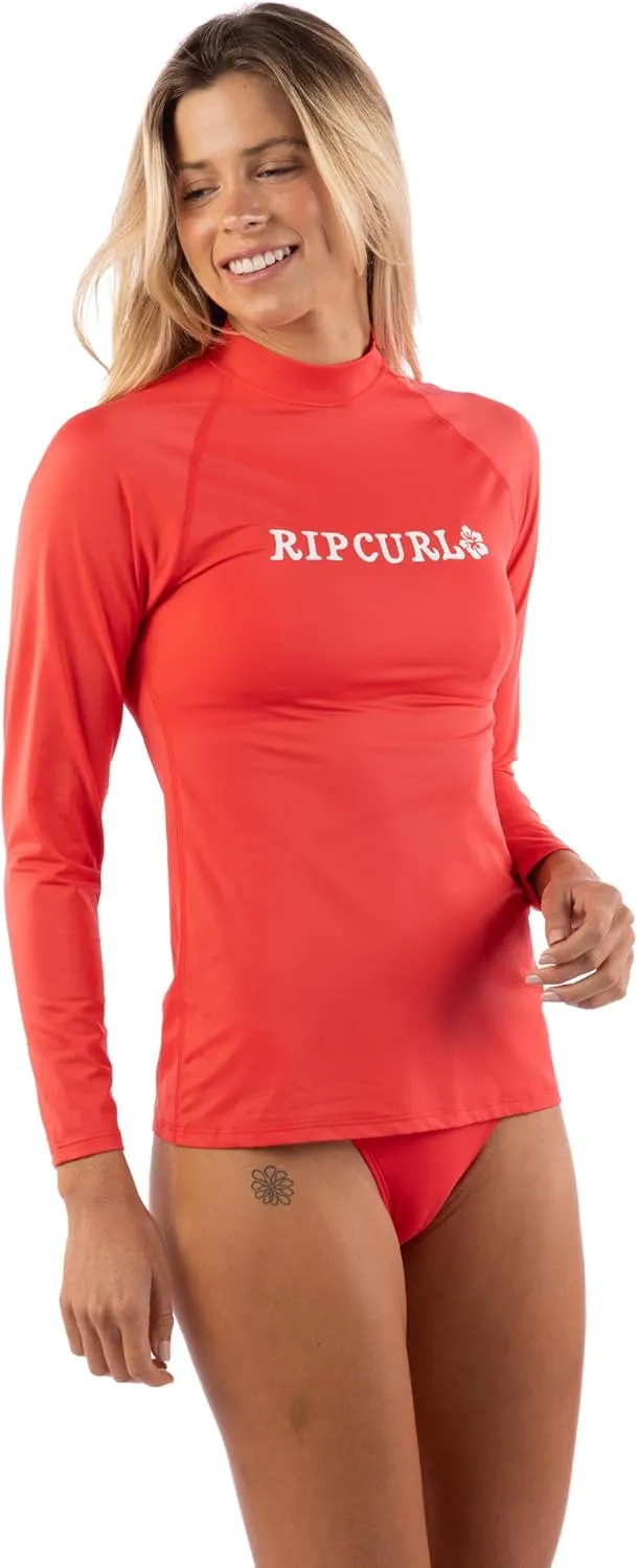 Rip Curl Women's UPF 50  Sun Protection, Long Sleeve Rashguard-Quick Dry, Moisture Wicking Swim Shirt