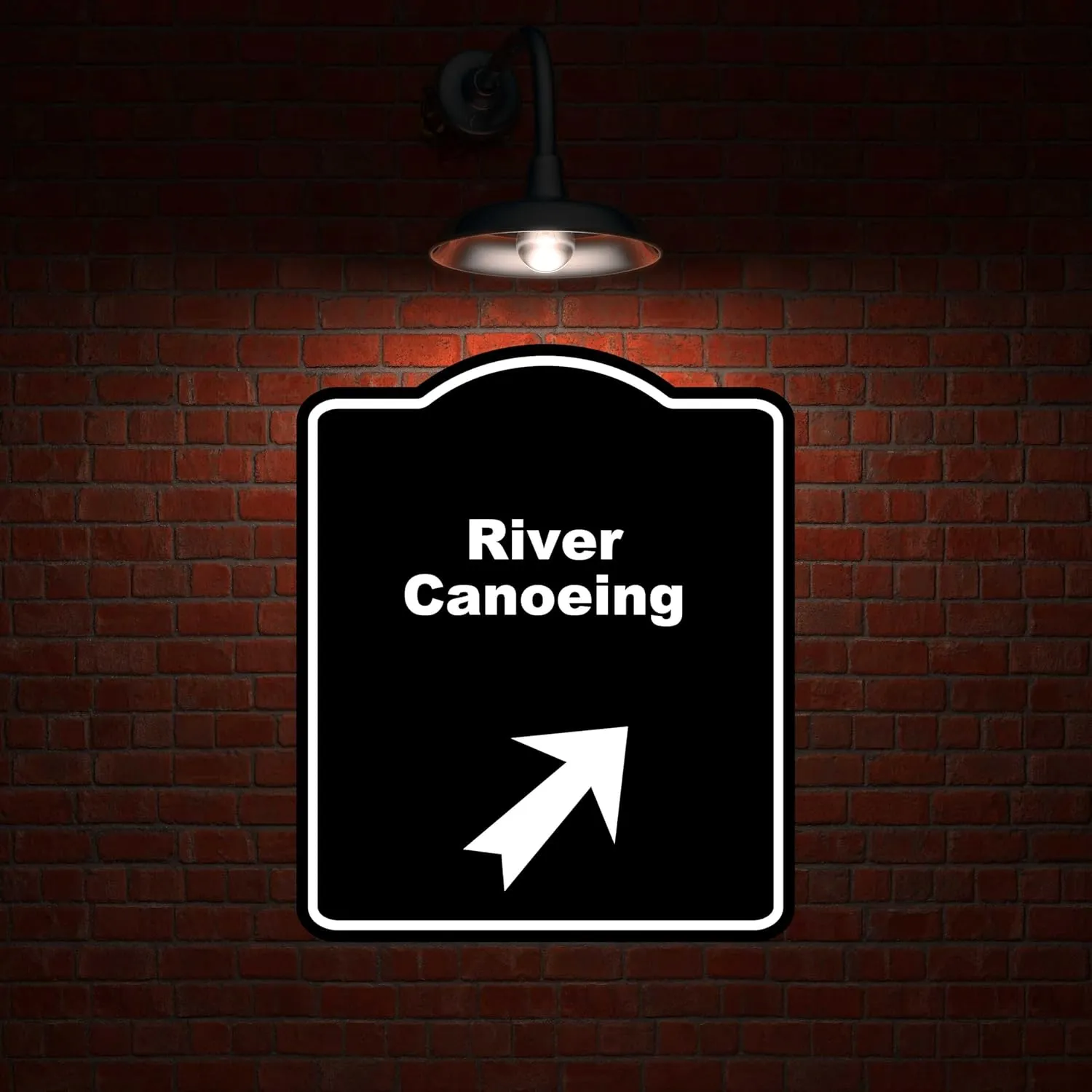 River Canoeing Black Sign Arrow Up Right Aluminum Composite Sign 20 x 24 inches