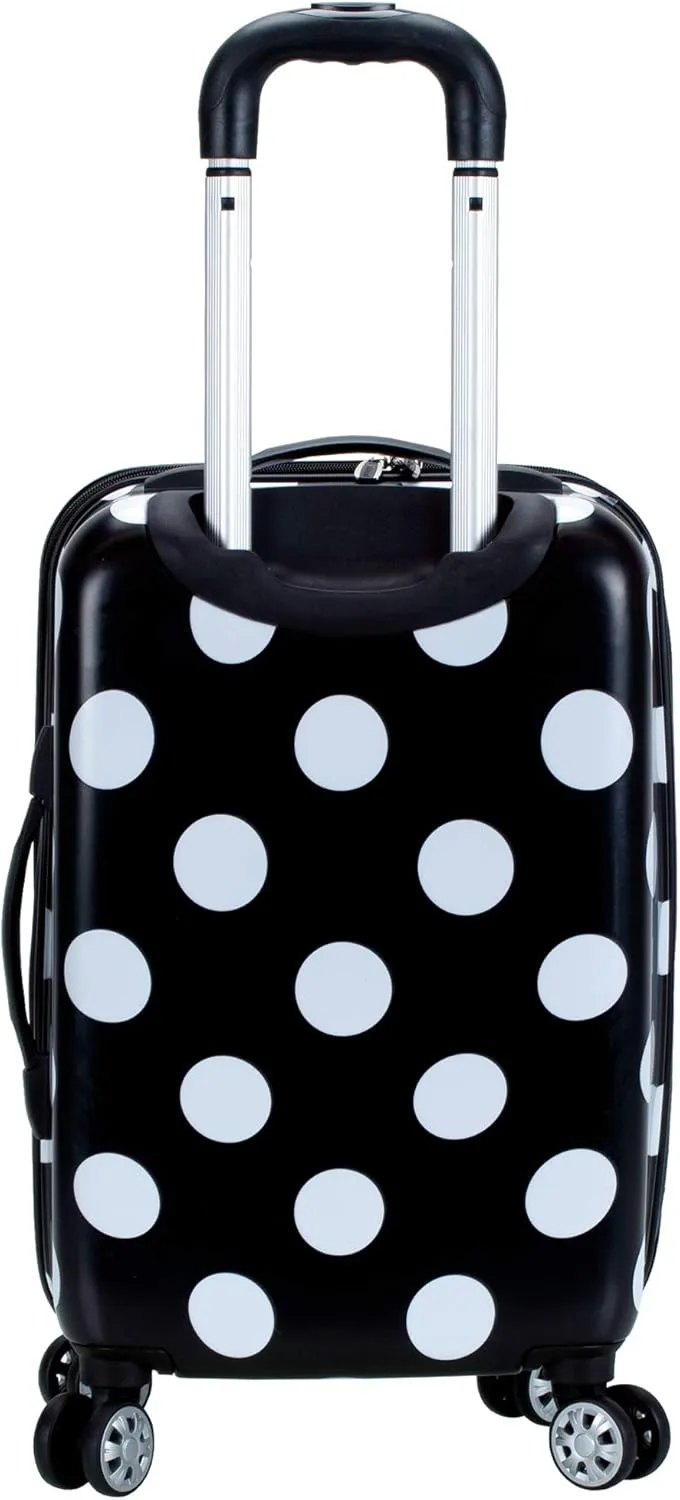Rockland Laguna Beach Hardside Spinner Wheel Luggage, Black Dot, 3-Piece Set (22/24/28)