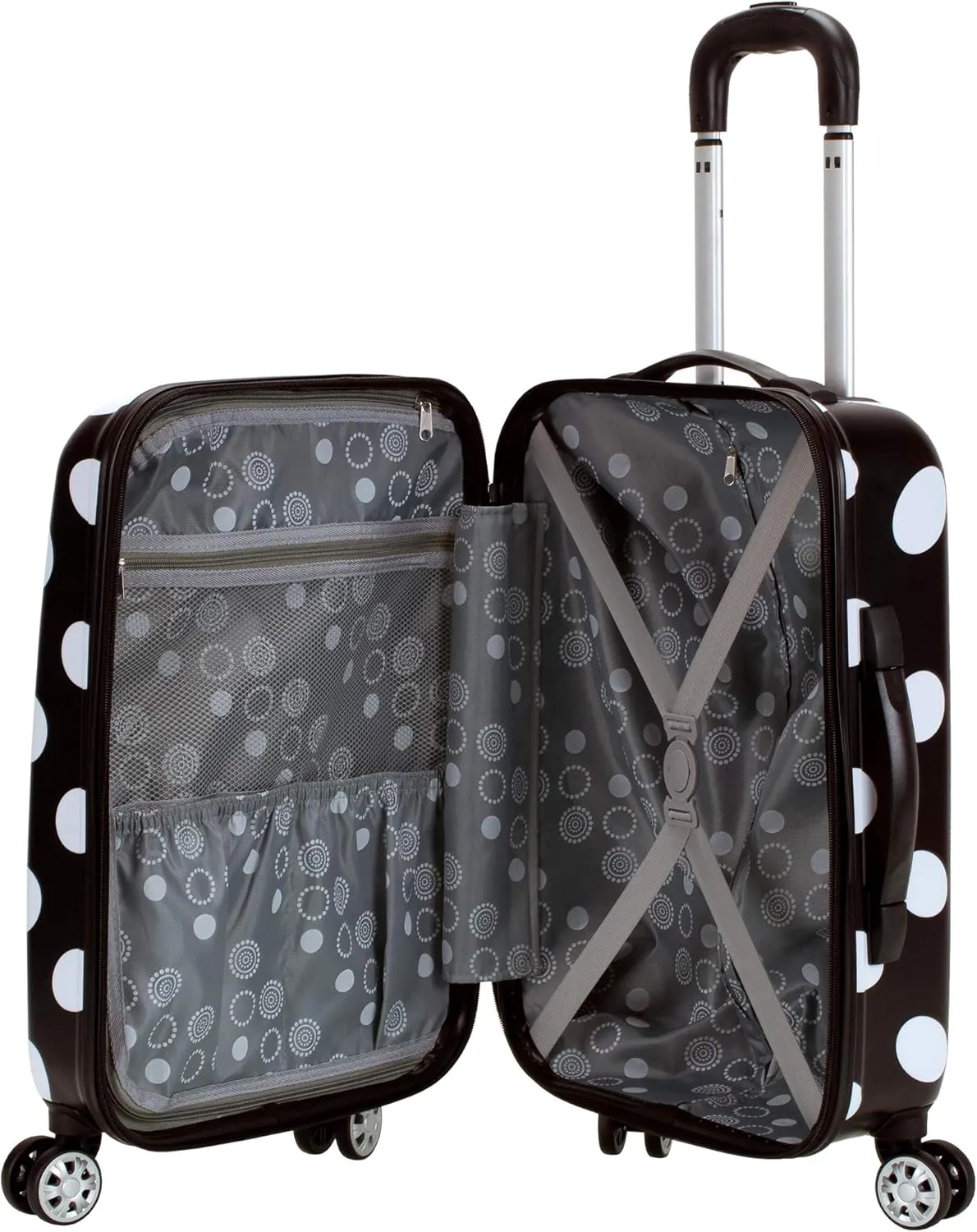 Rockland Laguna Beach Hardside Spinner Wheel Luggage, Black Dot, 3-Piece Set (22/24/28)