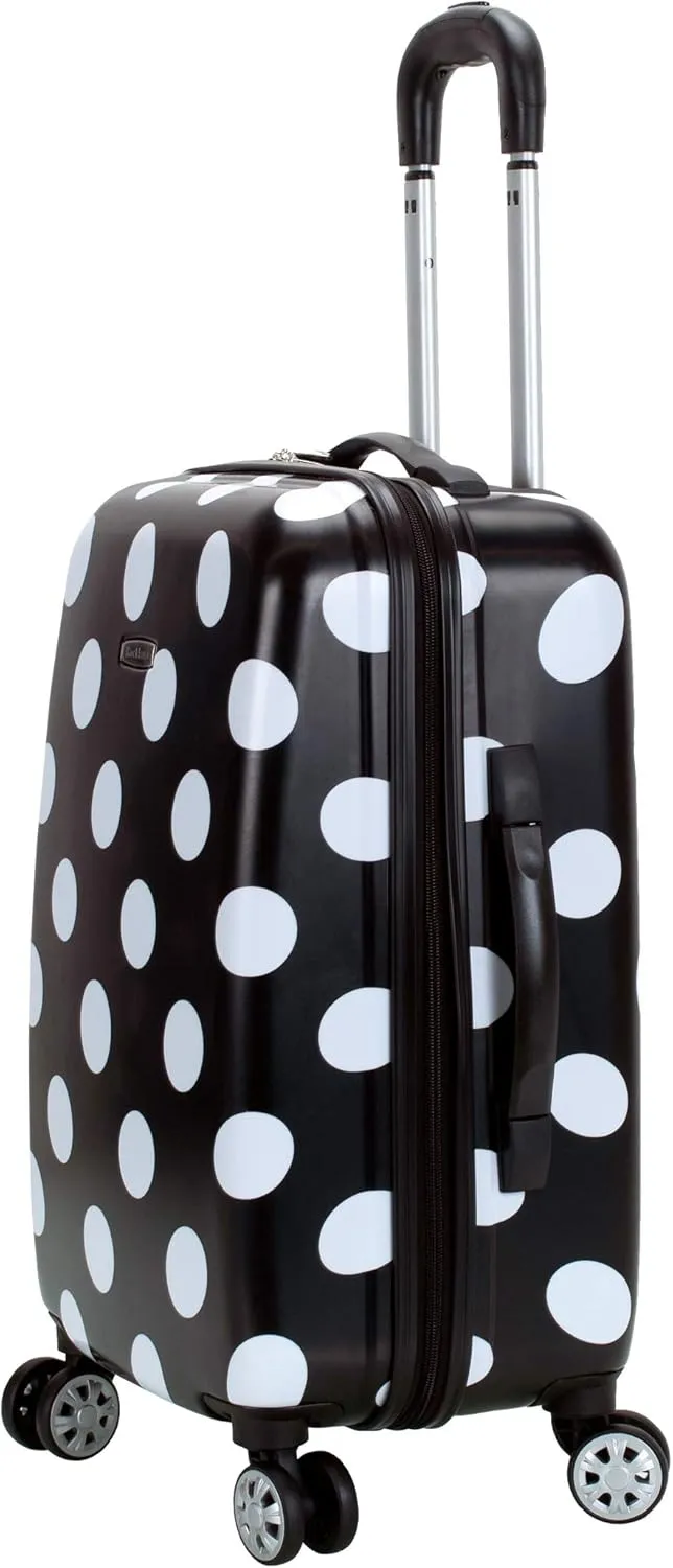 Rockland Laguna Beach Hardside Spinner Wheel Luggage, Black Dot, 3-Piece Set (22/24/28)