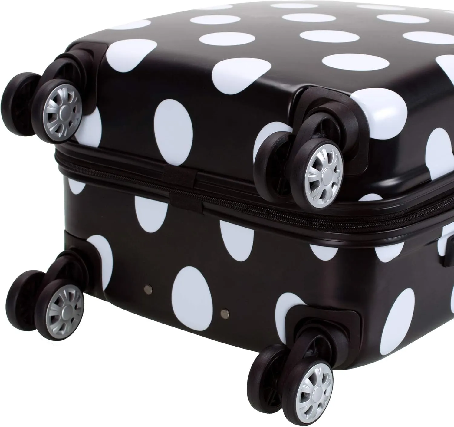 Rockland Laguna Beach Hardside Spinner Wheel Luggage, Black Dot, 3-Piece Set (22/24/28)