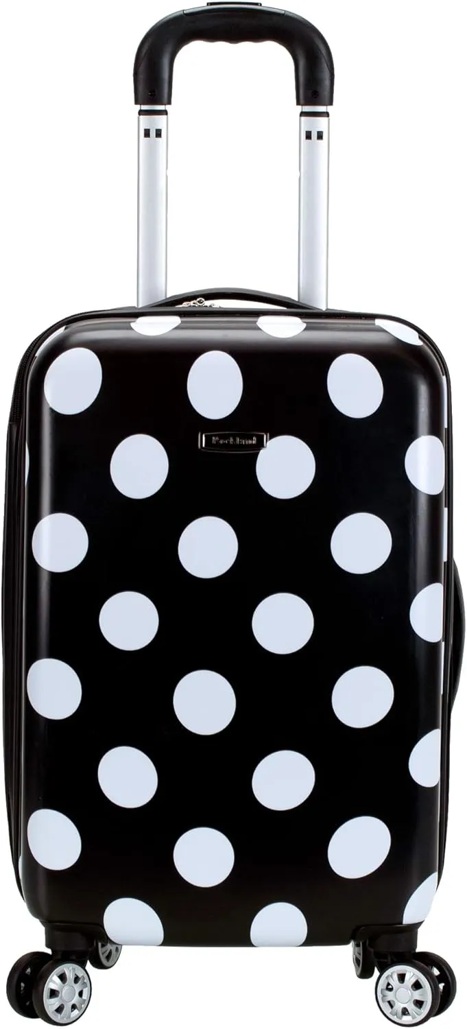 Rockland Laguna Beach Hardside Spinner Wheel Luggage, Black Dot, 3-Piece Set (22/24/28)