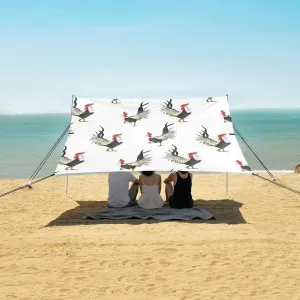 Roosters Beach Canopy Tent Anti-UV & Wind Resistant, Red Camping Sun Shelter Easy Setup Portable,Outdoor Shade Tents with Sandbags,Sand Shovels,Ground Pegs & Stability Poles