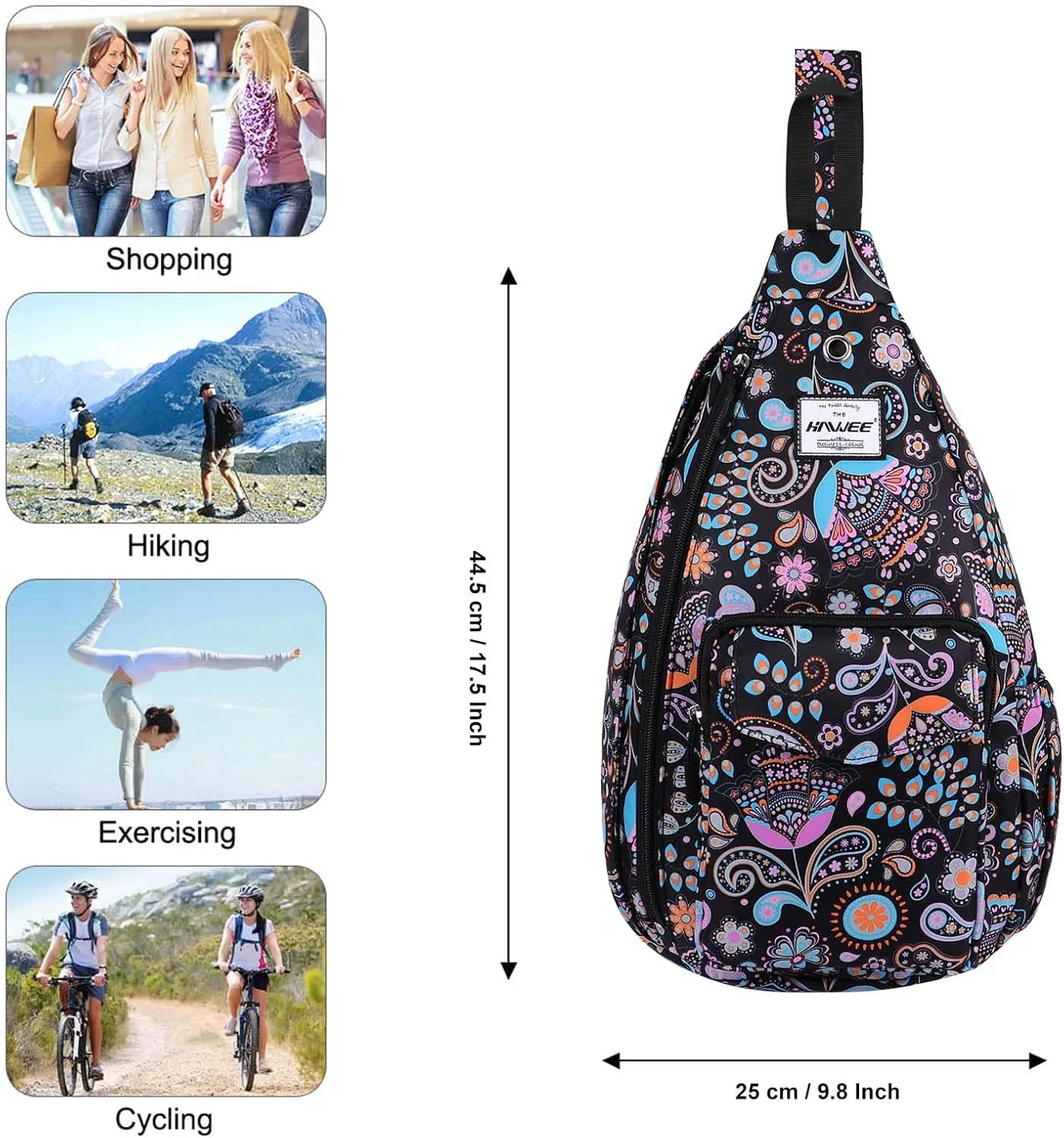 Rope Sling Bag for Women Men Casual Cross Body Daypack Backpack Adjustable Strap Water Repellent for Travel/Sport